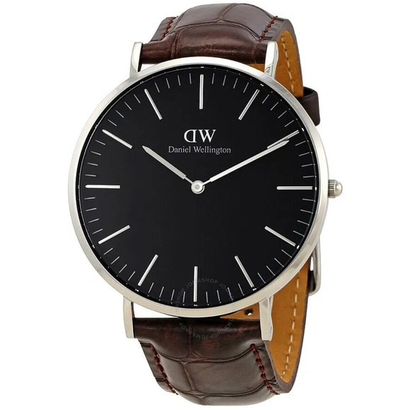 Daniel Wellington Classic York DW00100134 Black Dial Brown Leather Strap Watch - Picture 1 of 5